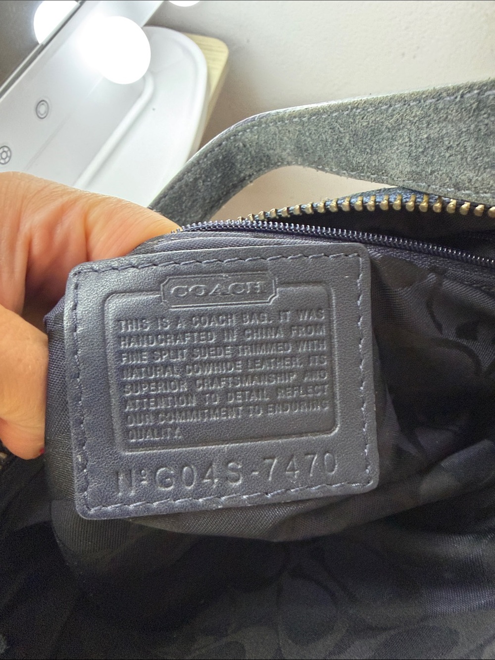 Y2K Demi AuthenticCoach Blue Navy Greyish Suede Shoulder Bag Hamptons - Picture 16 of 16